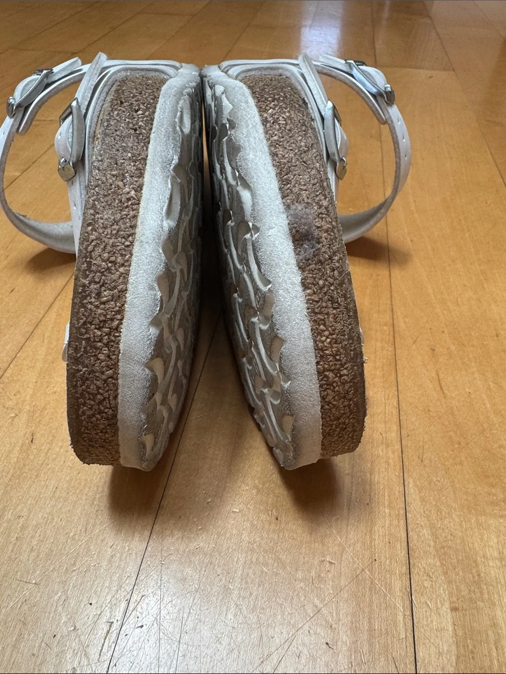 Birkenstock White Mayari-Style Leather Strap Sandals